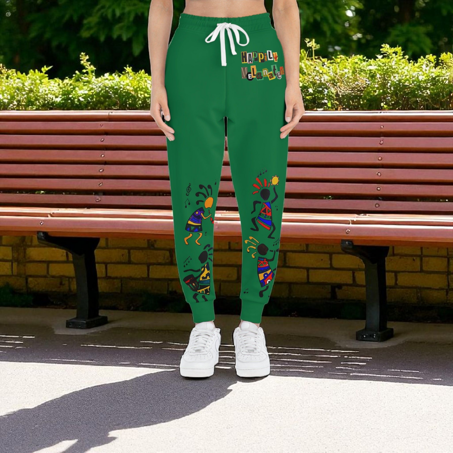 Afro Music Cartoon Art Unisex Athletic Joggers, Handcrafted Jogger Pants, Workout Sweatpants