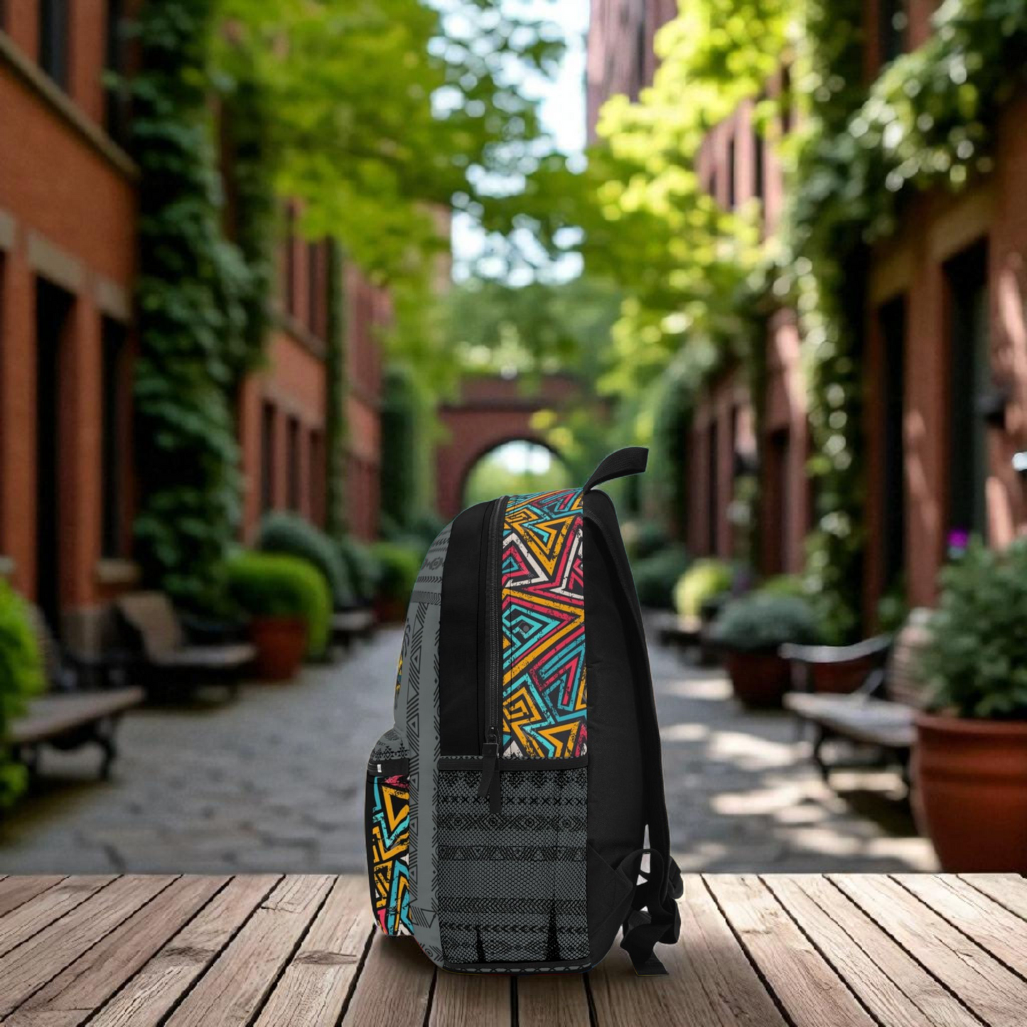 Afro Music Backpack, Music Lover Bag, Cartoon Print Rucksack, Ethnic Design