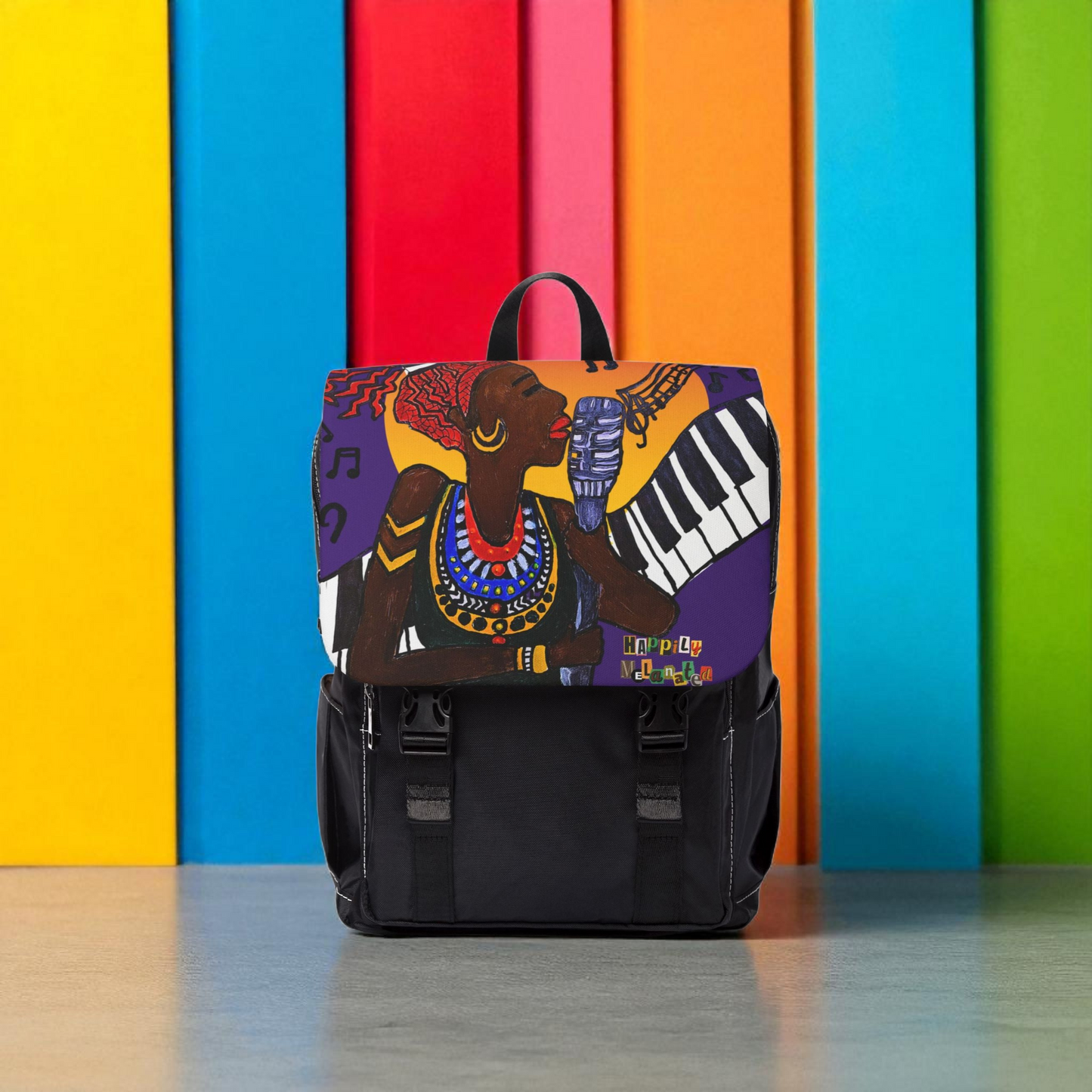 Afro Singer, Music-Inspired Unisex Shoulder Backpack - Stylish & Functional