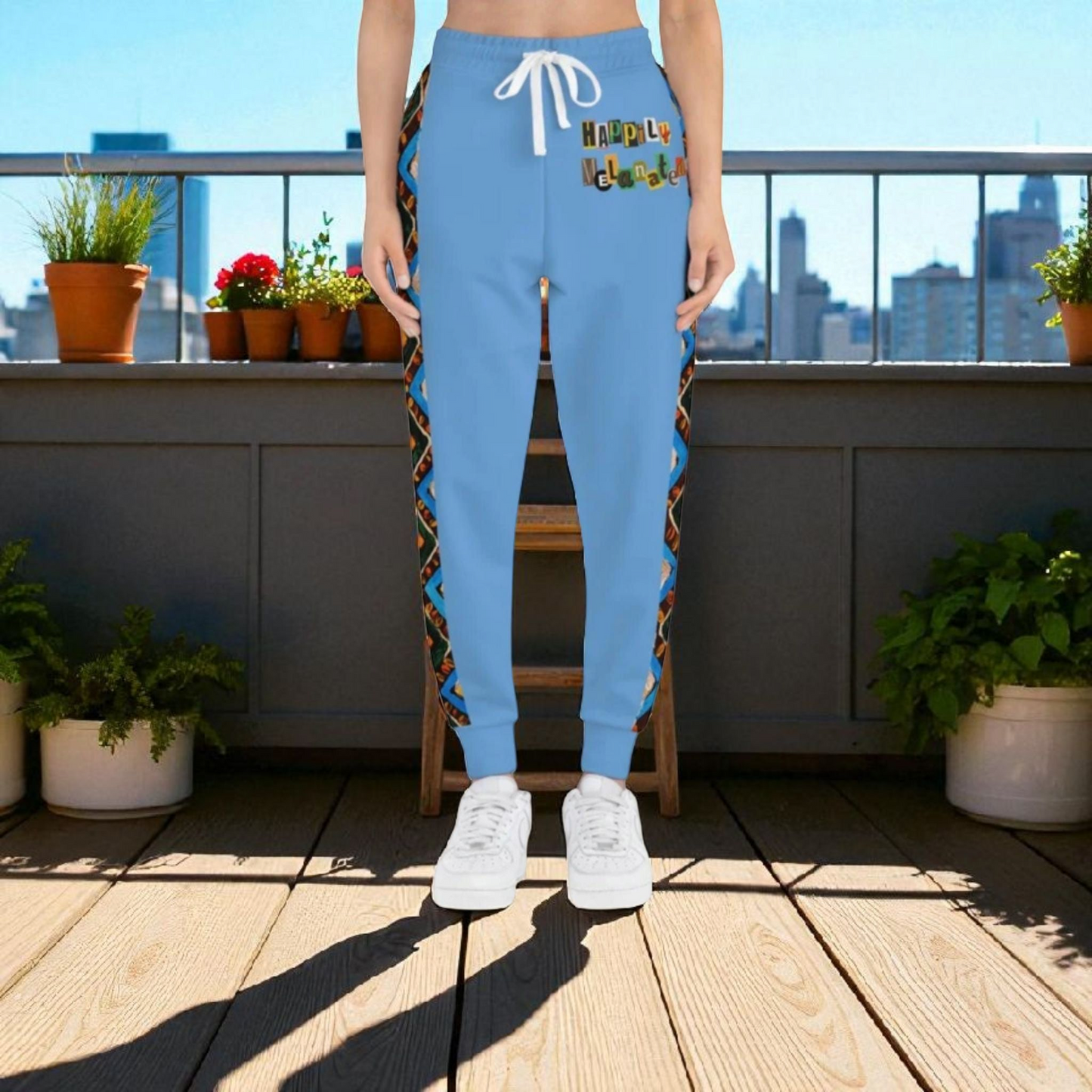Handcrafted Aztec Pattern Unisex Athletic Joggers, Comfy Aztec Workout Pants, Boho Lounge Joggers
