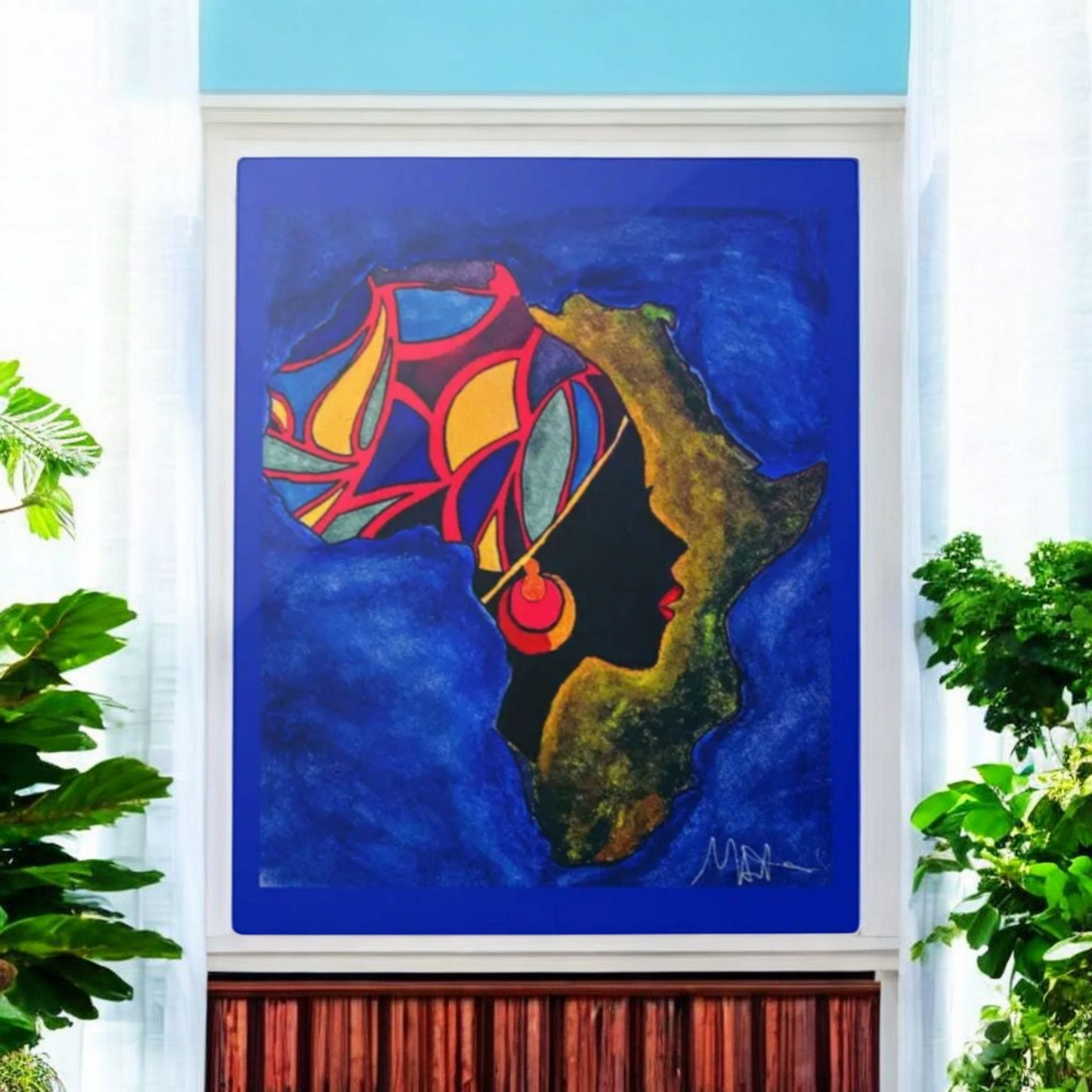 Ethnic Wall Art -Abstract Africa Map Painting on Metal, Detailed Handcrafted Continent Illustration