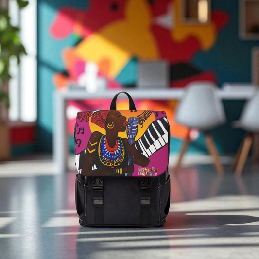 Afro Singer, Ethnic Music-Inspired Unisex Shoulder Backpack - Stylish & Functional