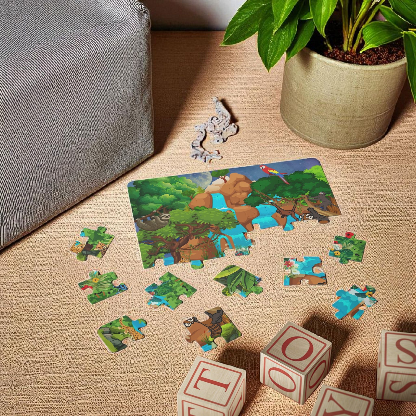 Kids' Puzzle, 30-Piece - Monkeys Animal in Jungle Educational Toy Game for Children