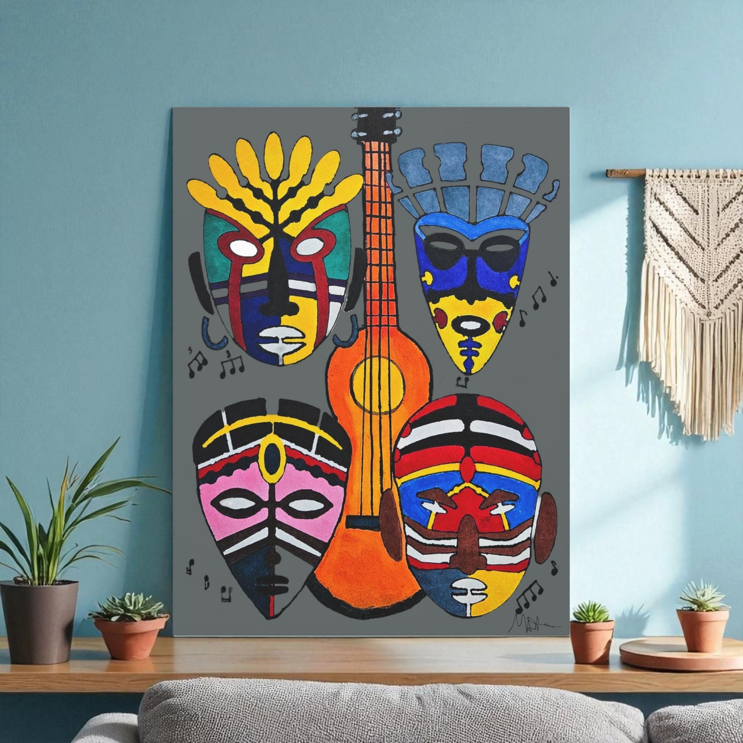 Tribal Mask Acrylic Prints, Wall Art Decor, Native American Artwork, Home Office Decor