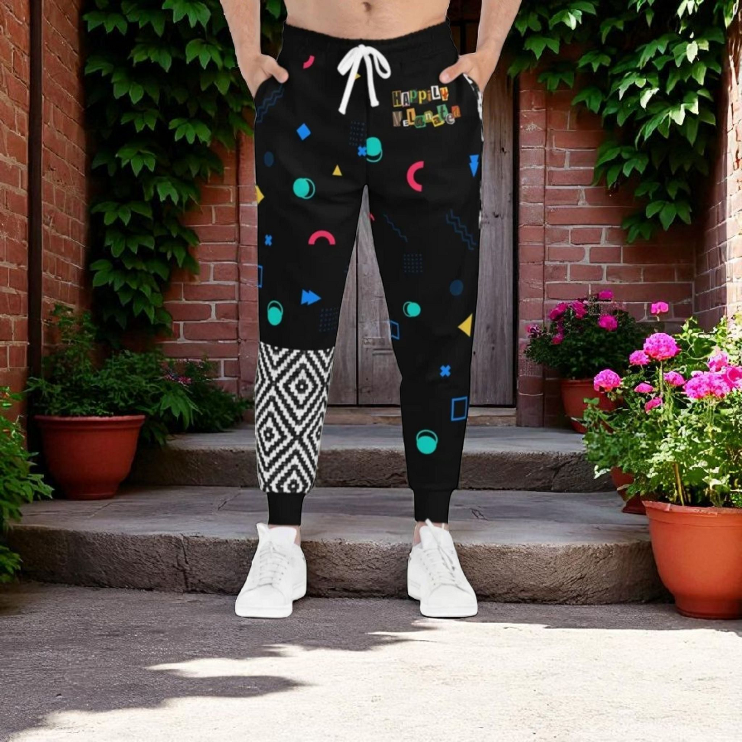 Handcrafted Aztec Pattern Unisex Athletic Joggers, Comfy Aztec Workout Pants