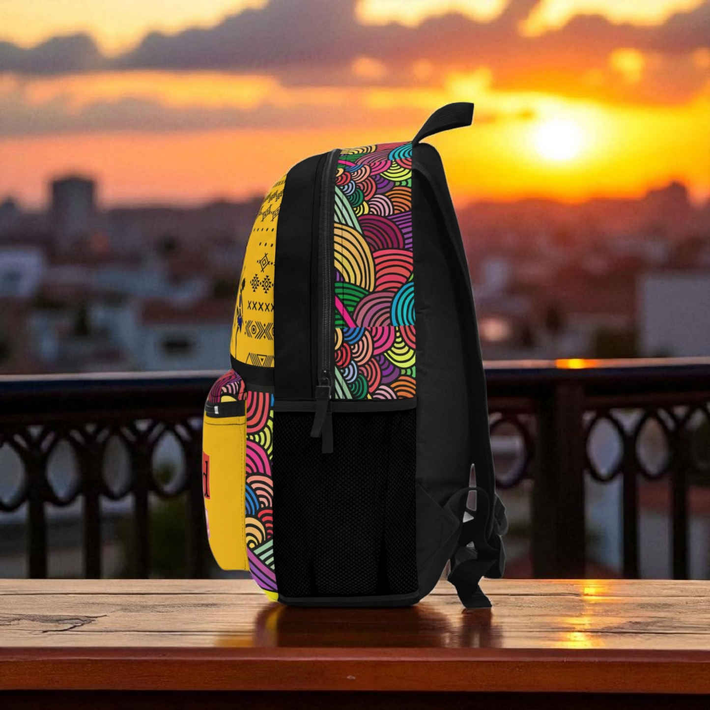 Colorful Tribal Dance Backpack, Ethnic Music Festival Bag, Boho Rucksack