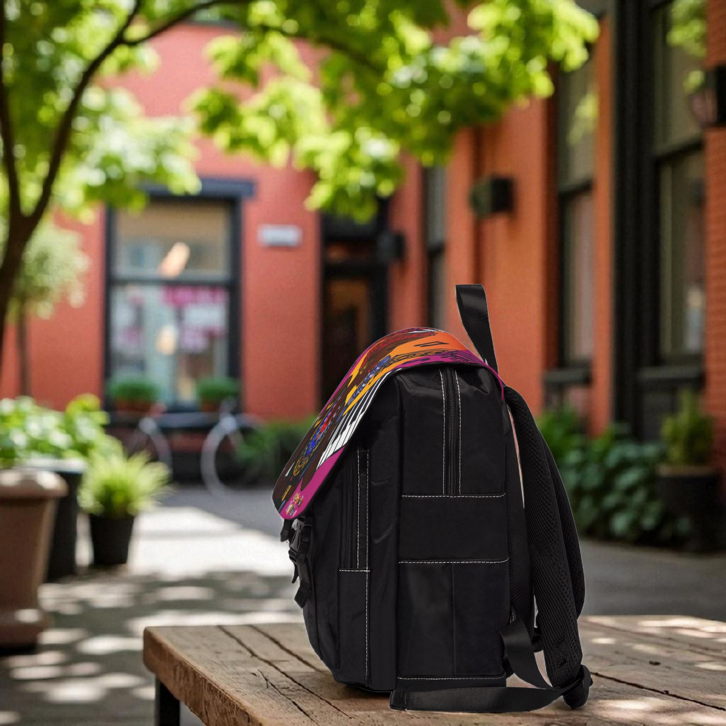 Afro Singer, Ethnic Music-Inspired Unisex Shoulder Backpack - Stylish & Functional