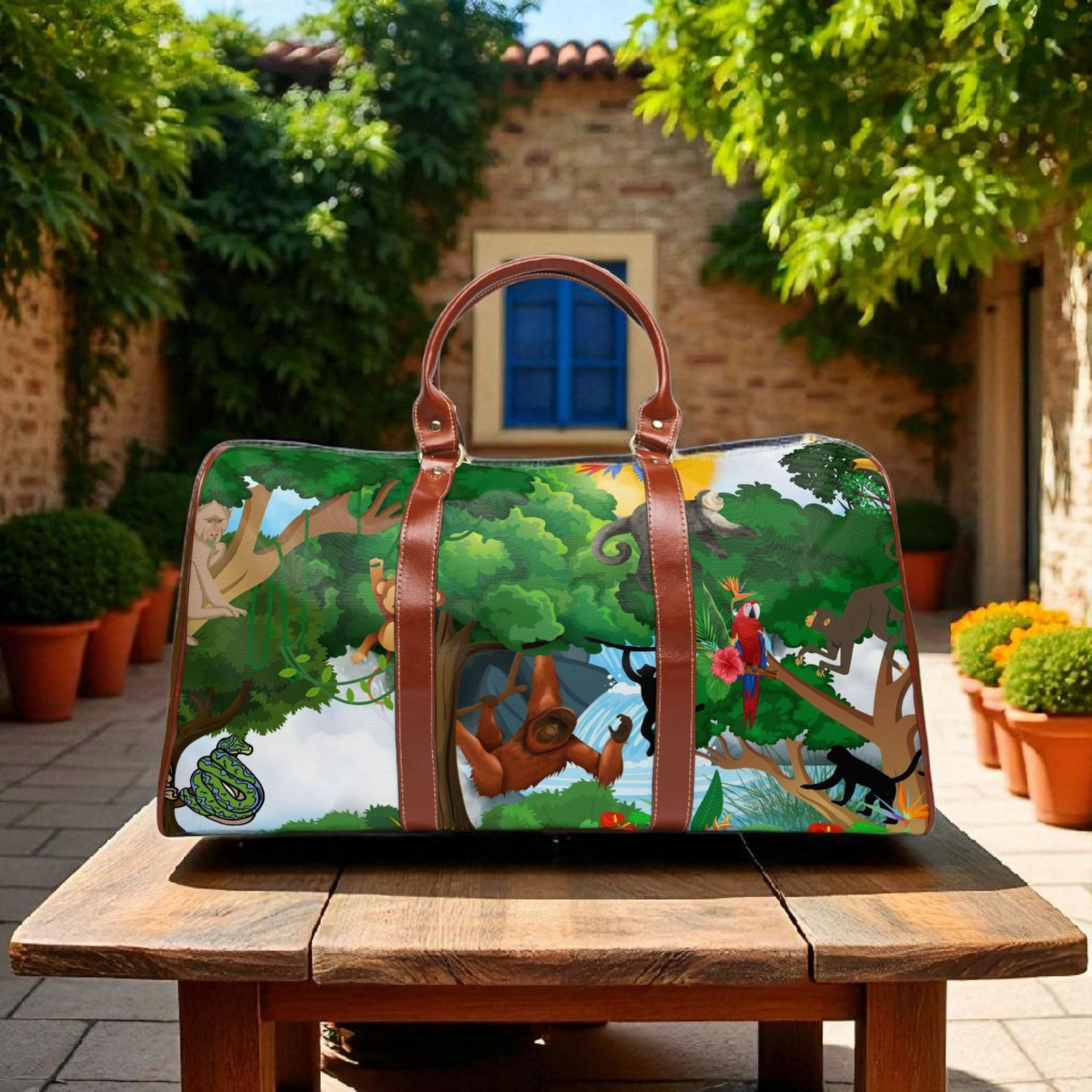 Vibrant Jungle Waterproof Travel Bag - Eco-Friendly Adventure Tote