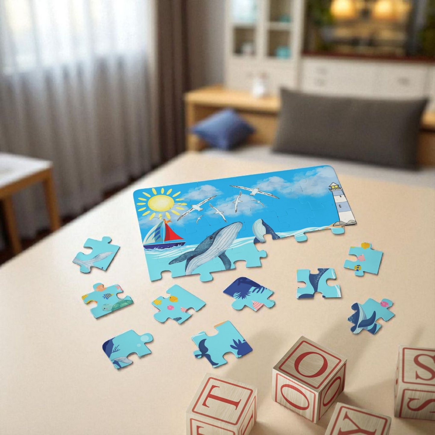 Whale Kids' Puzzle, 30-Piece - Aquatic Educational Toy for Children, Ocean Theme Jigsaw