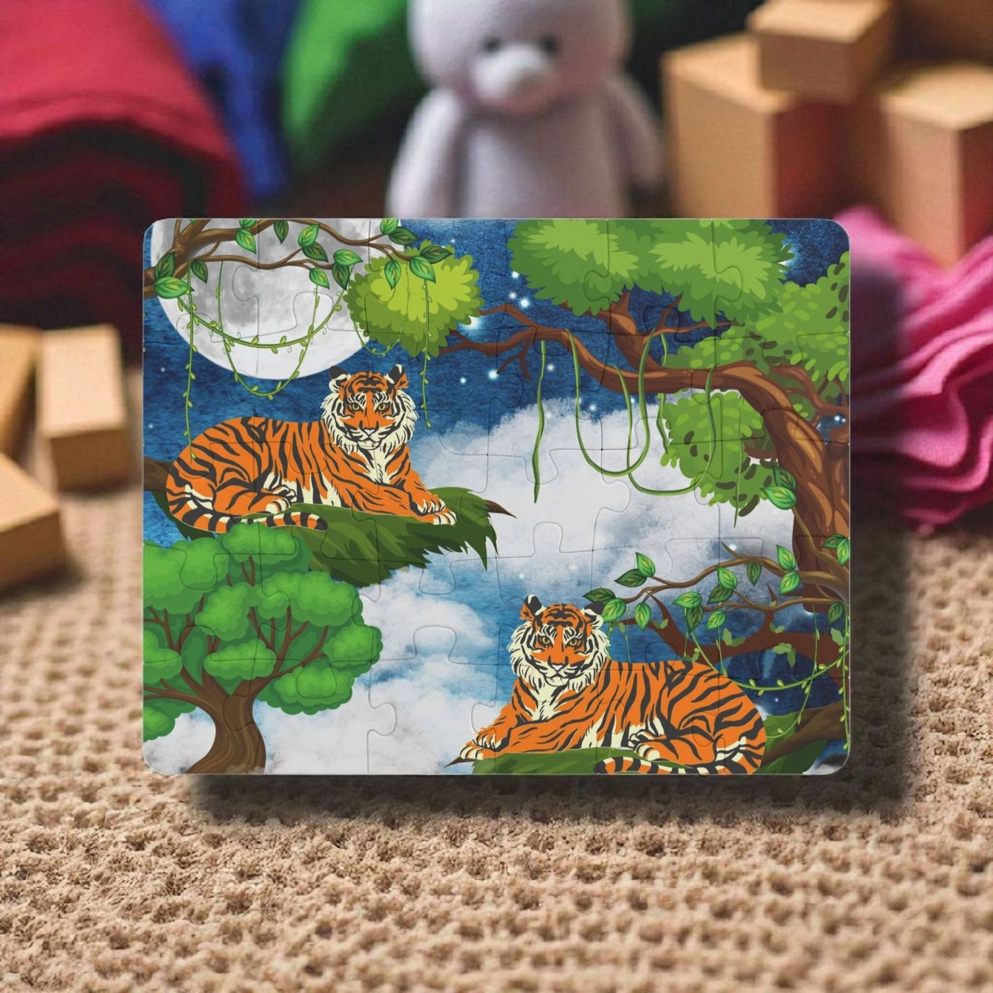 Kids' Puzzle, 30-Piece - Jungle Animal Tiger Puzzle, Fun Educational Toy, Preschool Gift