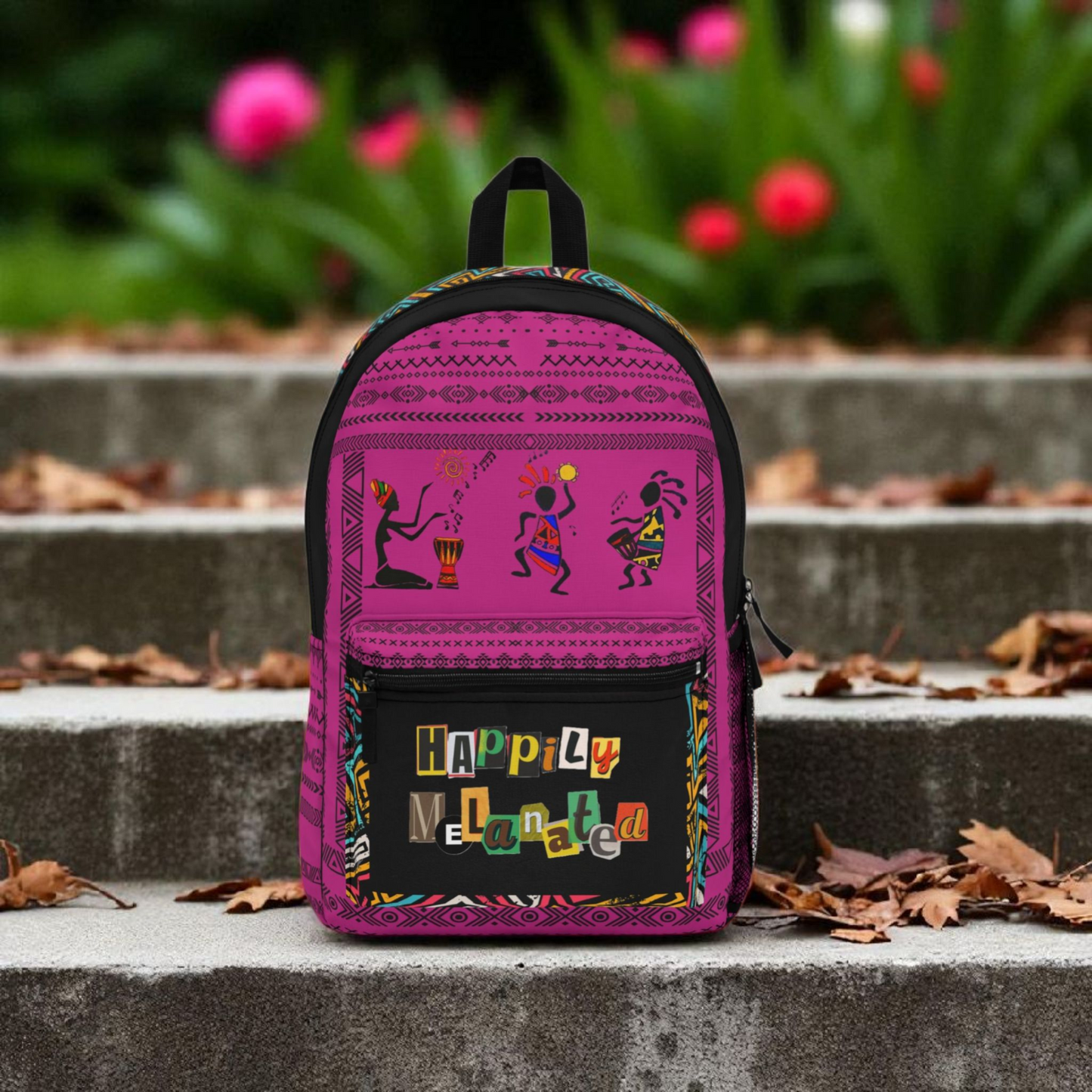 Boho Afro Music Backpack, Music Lover Bag, Cartoon Print Rucksack