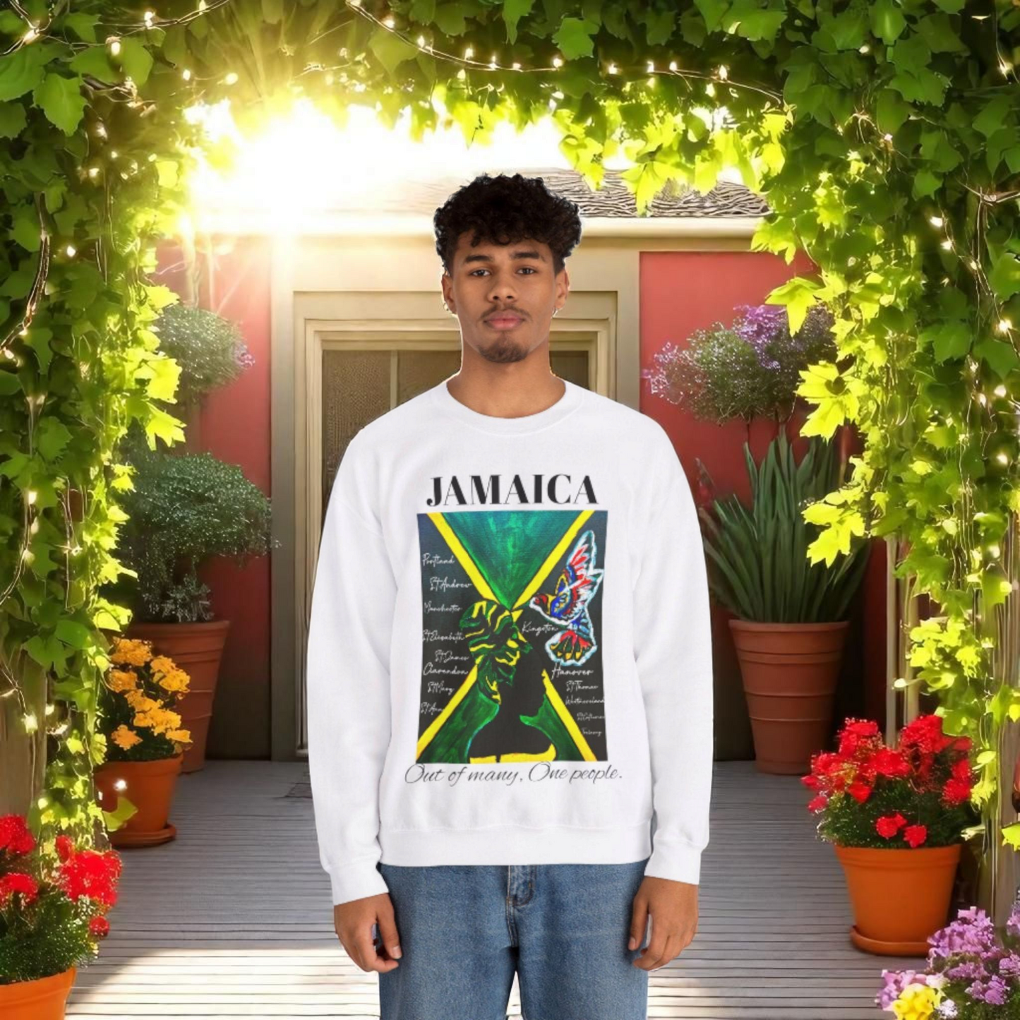 Jamaican Flag Art Crewneck Sweatshirt Unisex Casual Wear for Jamaica Lovers