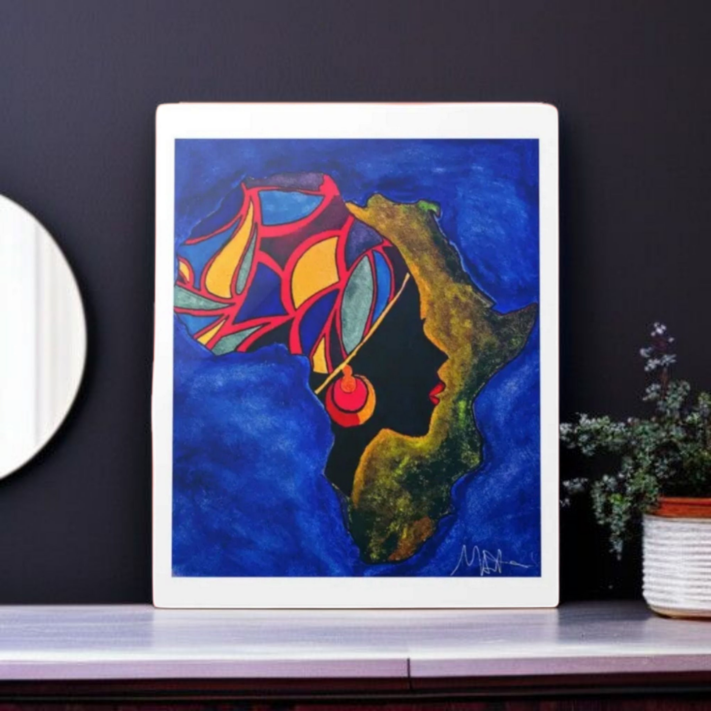 Ethnic Wall Art -Abstract Africa Map Painting on Metal, Detailed Handcrafted Continent Illustration