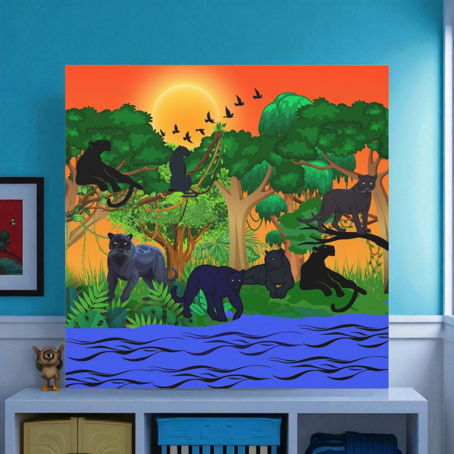 Black Panther Wall Art Canvas, Wildlife Animal Decor, Jungle Safari Theme