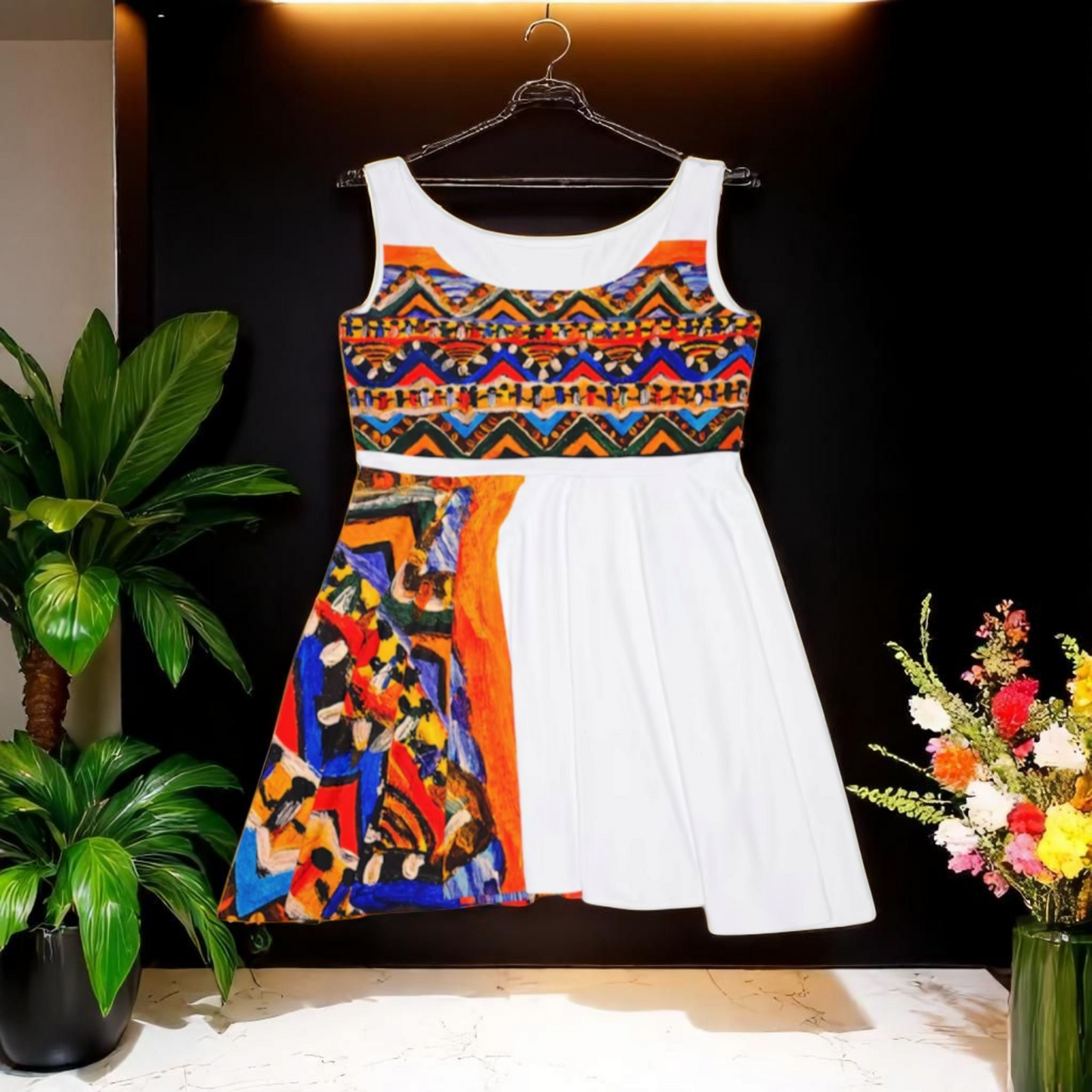 Custom Tribal Textile Skater Dress for Women - Handcrafted, Flattering Fit - Stylish Outfit for Social Events