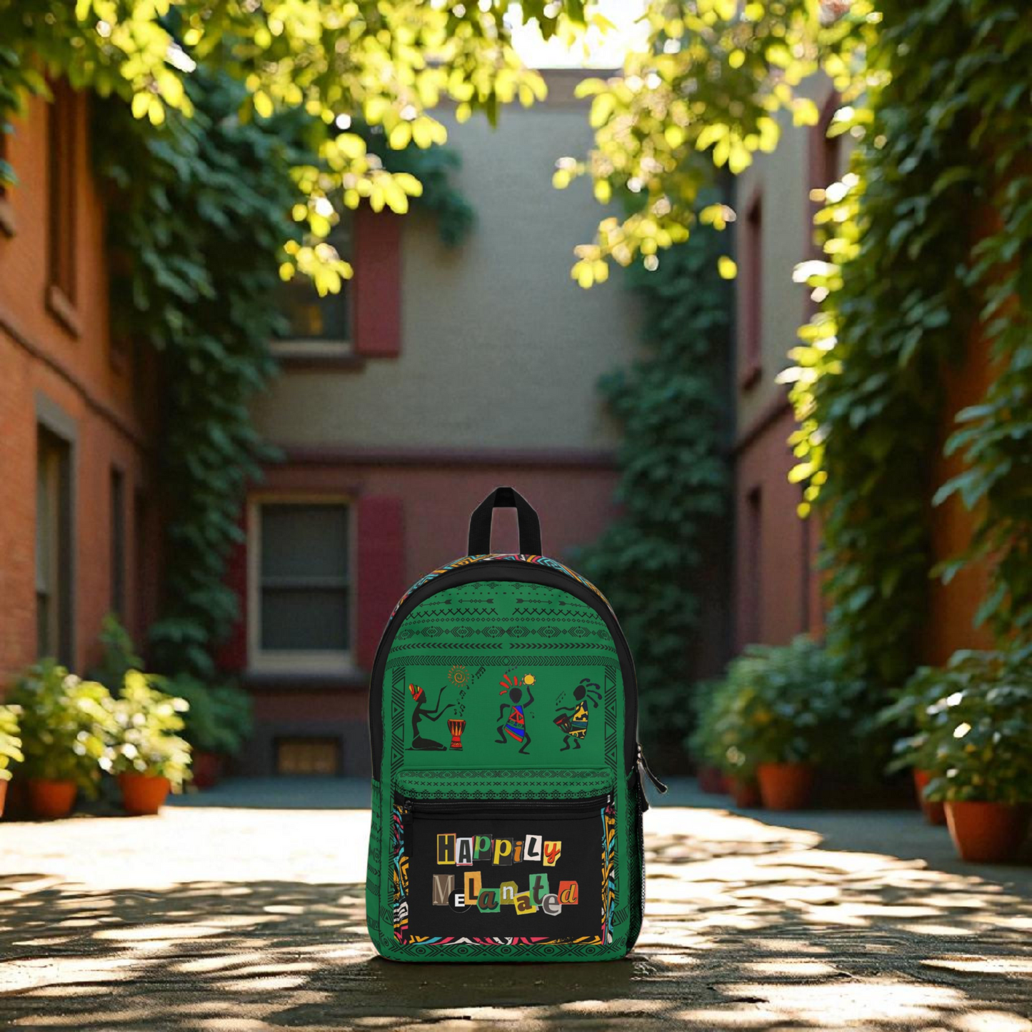 Unique Afro Music Backpack, Music Lover Bag, Cartoon Print Rucksack, Ethnic Design