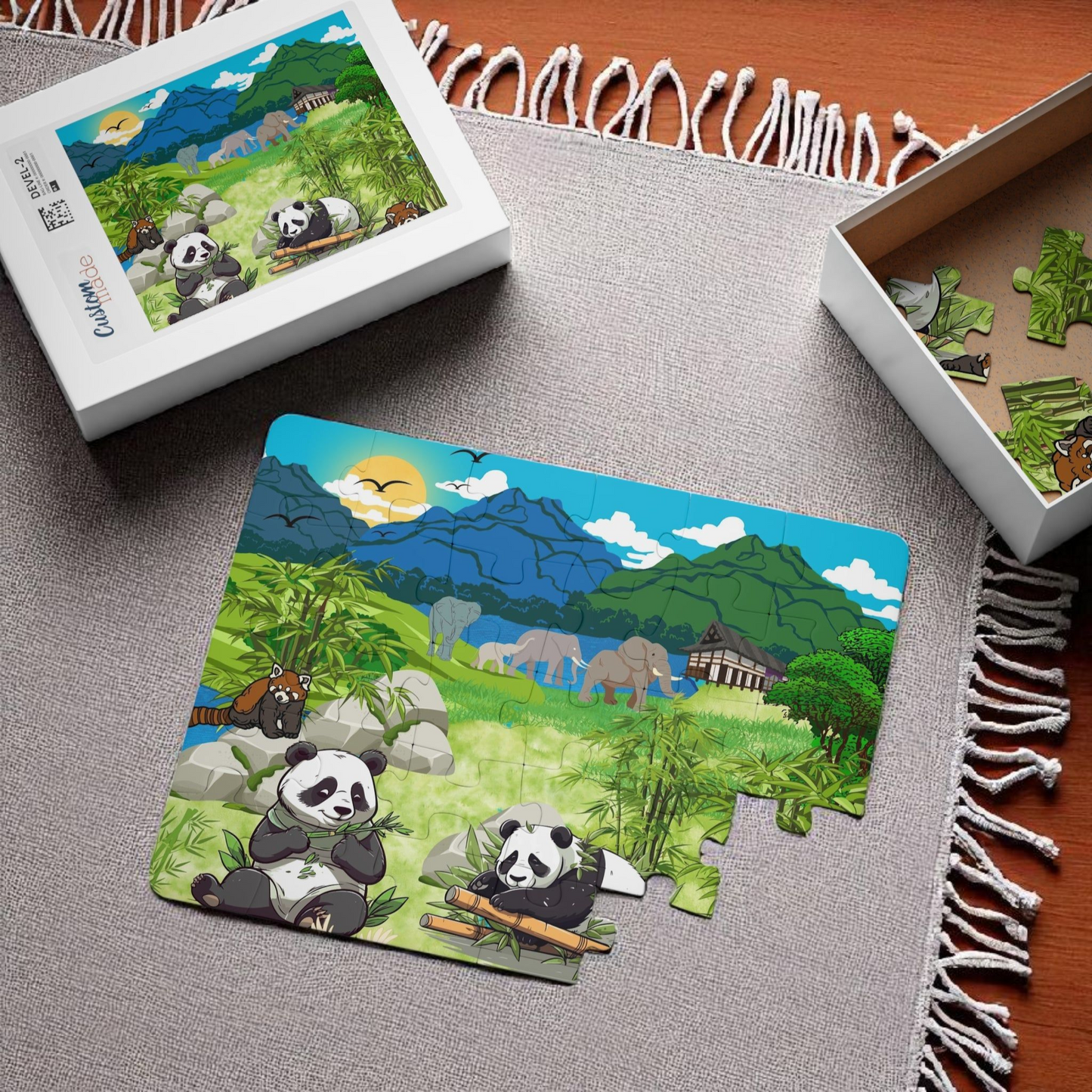 Kids' Puzzle, 30-Piece - Animals from Asia, Panda Puzzle, Educational Jigsaw Game