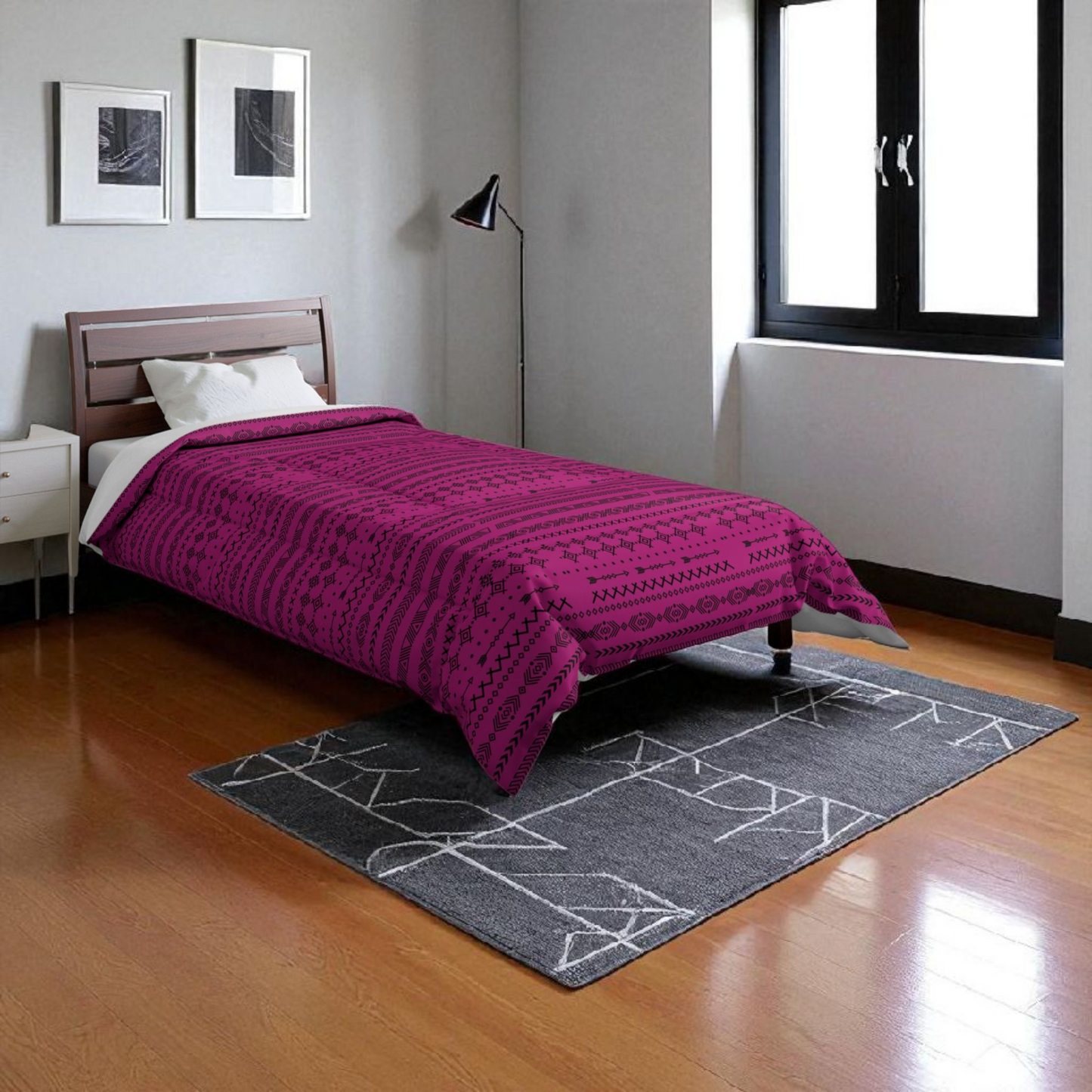 Afro Geometric Comforter, Cozy Blanket for Home Decor, Boho Style Bedding