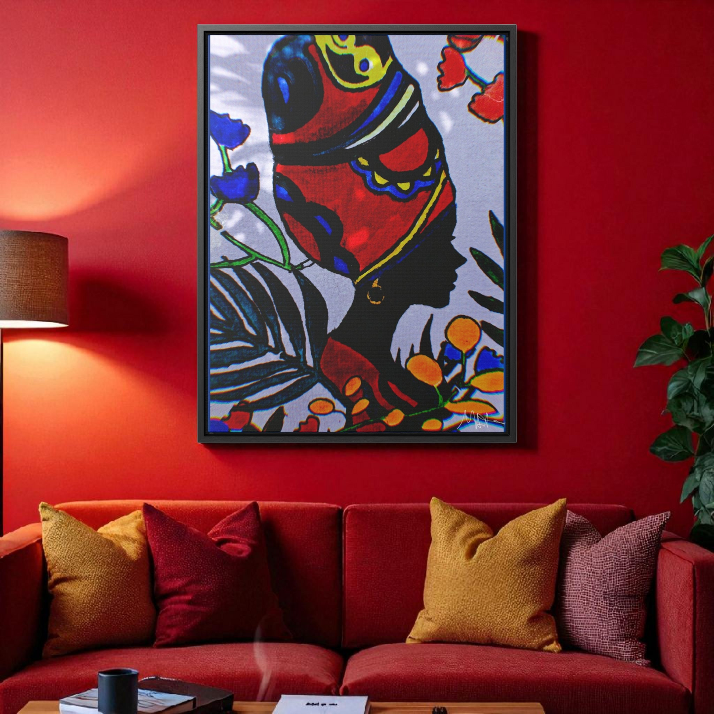 Artisan Black Woman Portrait, Handcrafted Wall Art, Empowering Home Decor, Vertical Frame