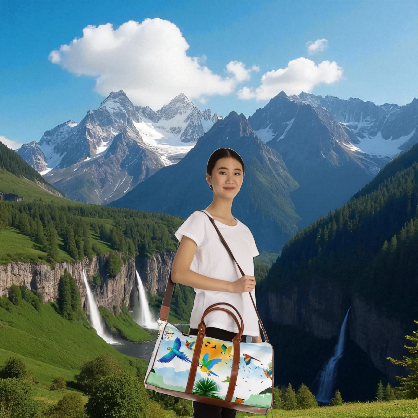 Vibrant Tropical Waterproof Travel Bag - Perfect for Adventurers and Getaways