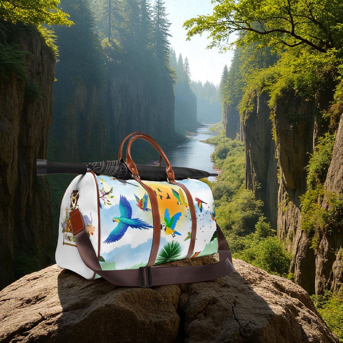 Vibrant Tropical Waterproof Travel Bag - Perfect for Adventurers and Getaways