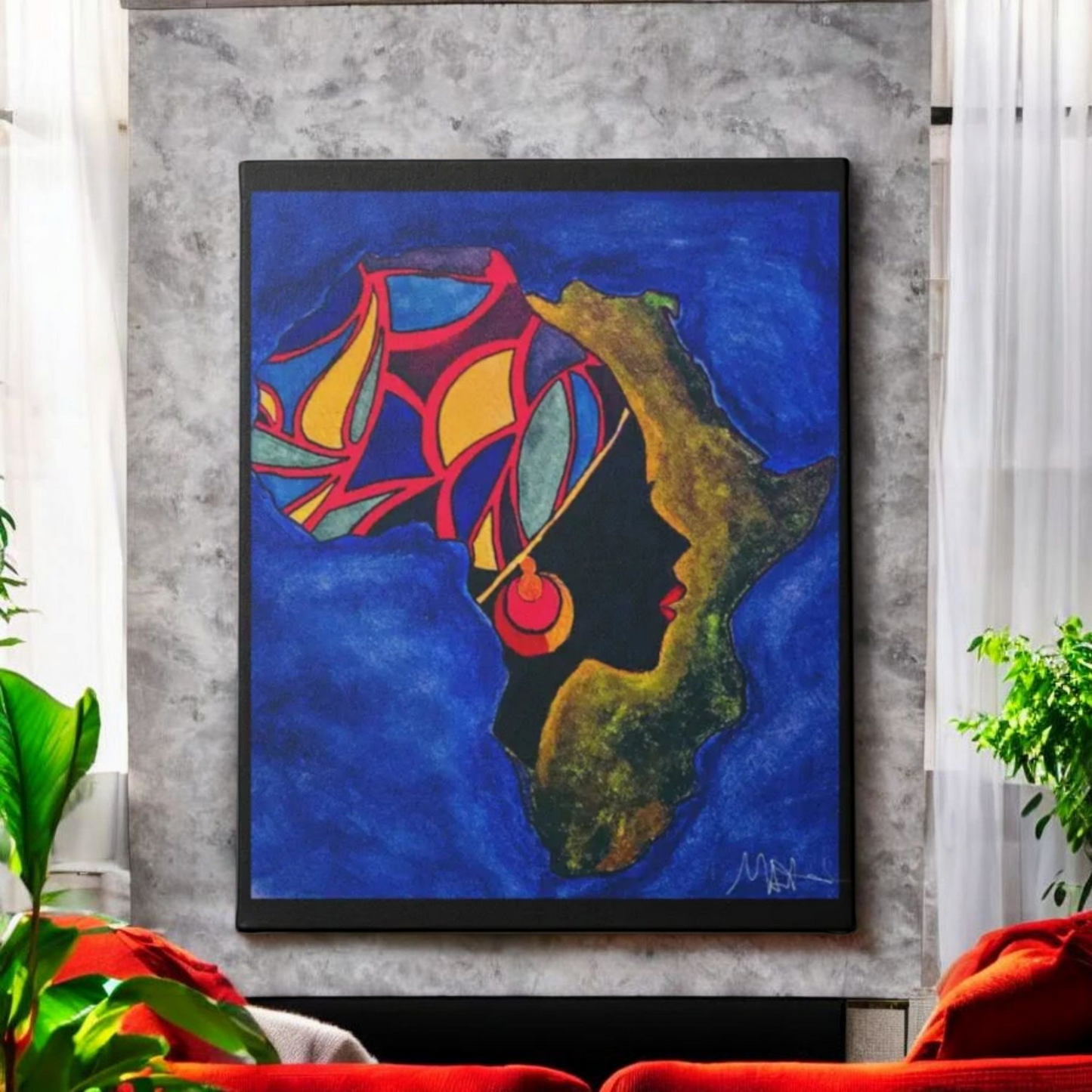 Ethnic Wall Art - Abstract Africa Map Painting on Canvas, Detailed Handcrafted Continent Illustration