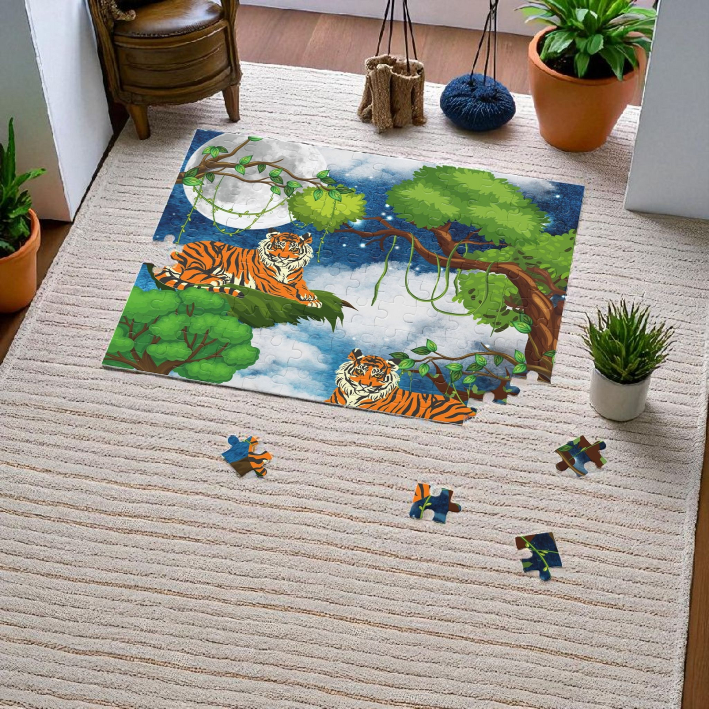 Tropical Tiger Puzzle - 120, 252 & 500-Piece Options | Jungle Wildlife Art