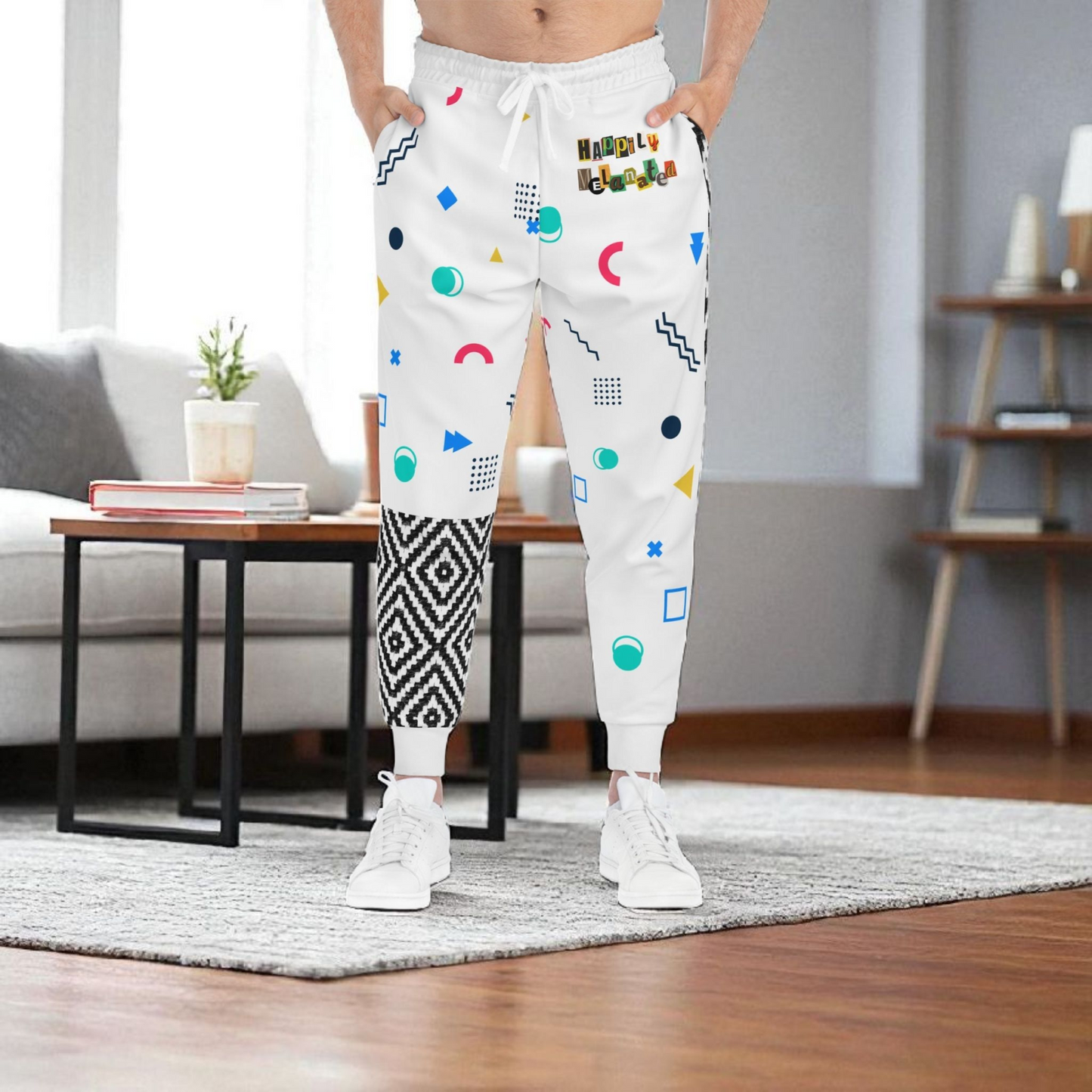 Handcrafted Aztec Pattern Unisex Athletic Joggers, Comfy Aztec Workout Pants