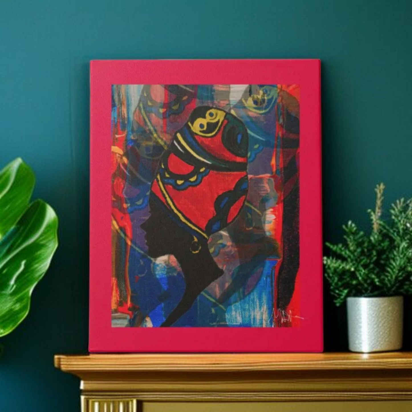 Abstract Ethnic Canvas Wall Art - Hand Drawn African Woman Illustration