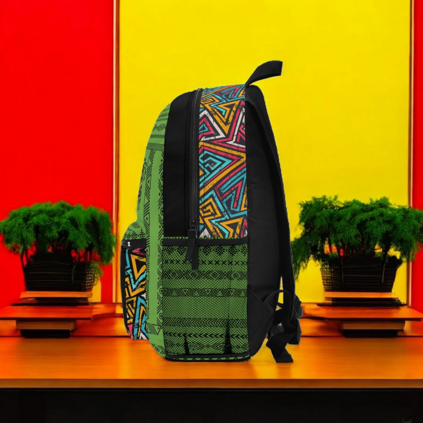 Unique Afro Music Backpack, Music Lover Bag, Cartoon Print Rucksack, Ethnic Design