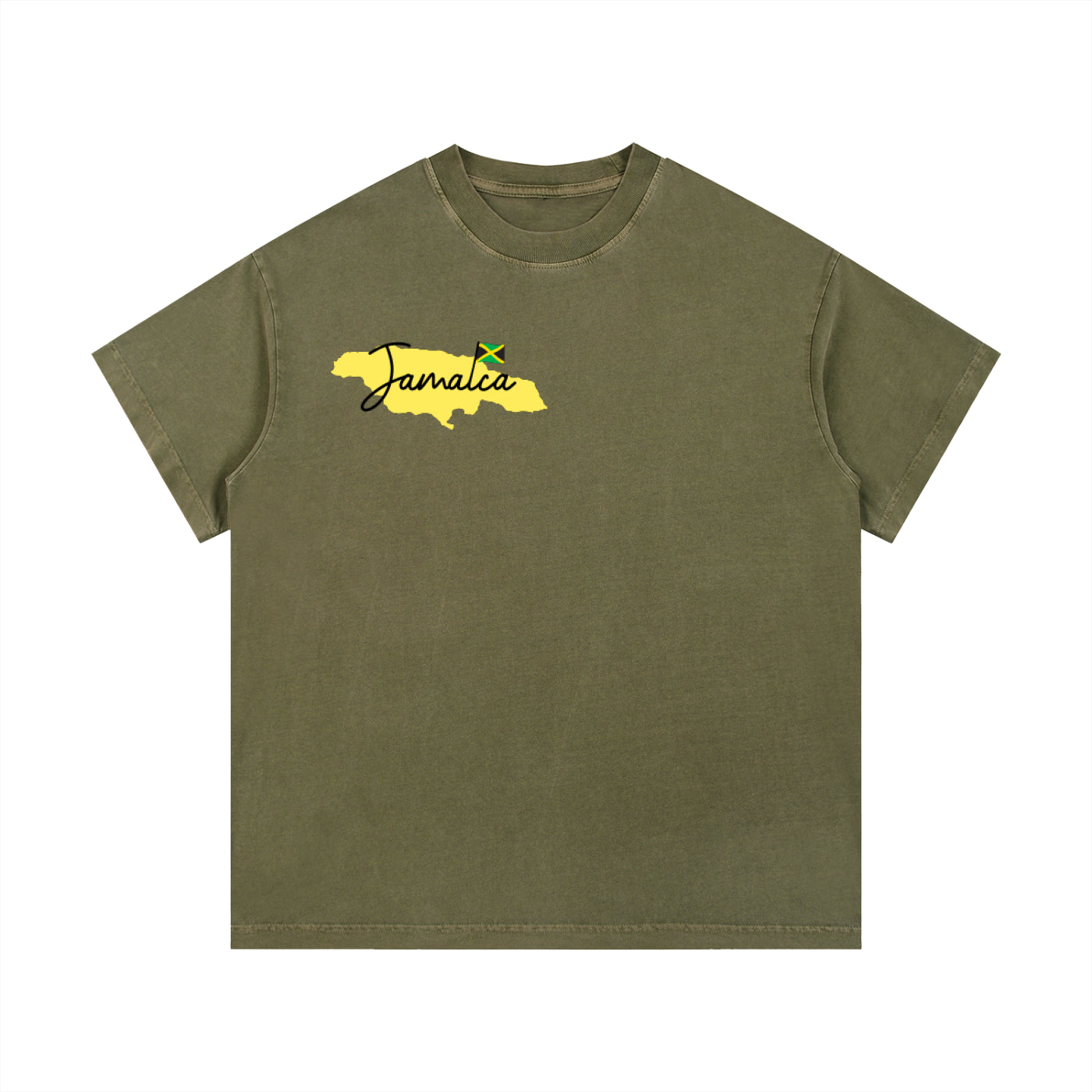 Jamaican Flag Themed Unisex Graphic Vintage Wash Cotton T-Shirt