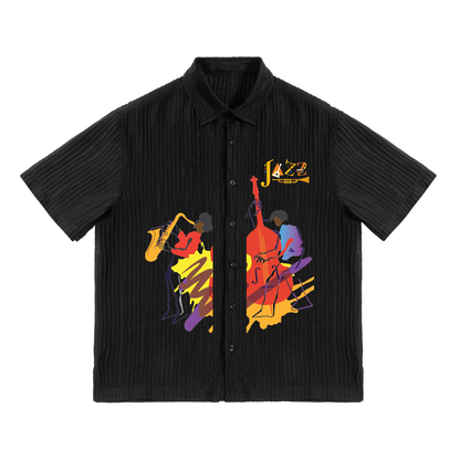 Jazz Band, Music Art Graphic Unisex Tencel Jacquard Shirt