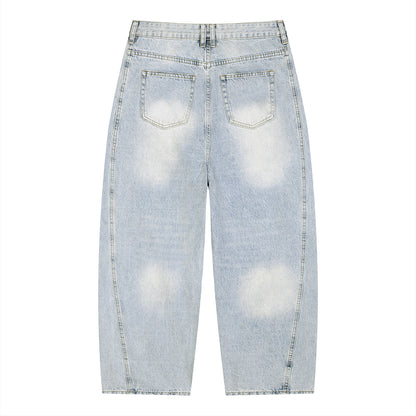 DJ Graffiti Art Graphic Men's Vintage Wash Sunfade Barrel Leg Jeans