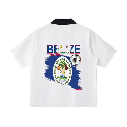 Belize  Flag Themed Contrast Collar Striped Unisex Soccer Jersey
