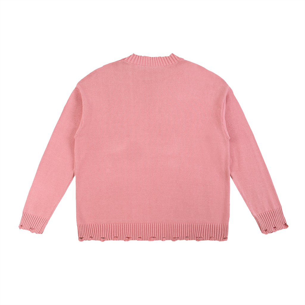Foodie Themed Graphic Vintage Washed Hand-Frayed Sweater