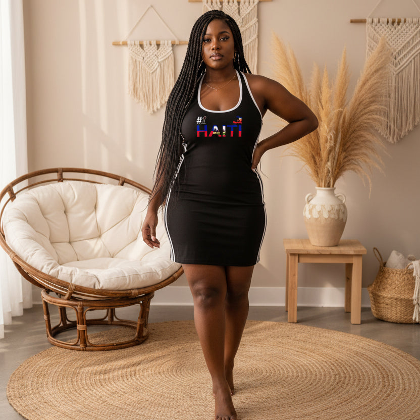 Haiti Flag Art Women's Binding Tight Halter Dress