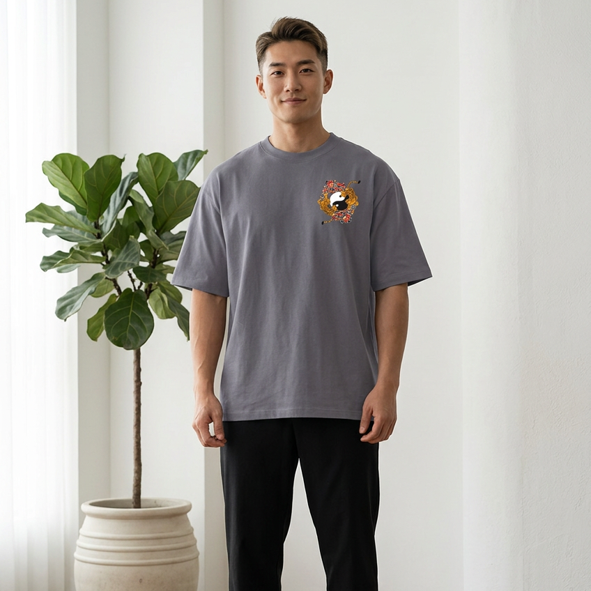 Ying and Yang Graphic Tiger Unisex Seamless Unisex T-Shirt
