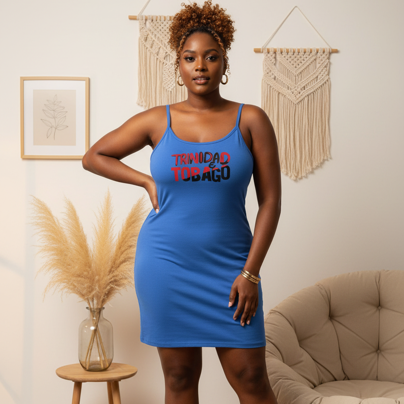 Trinidad Flag Themed Women's Solid Tight Sleeveless Dress