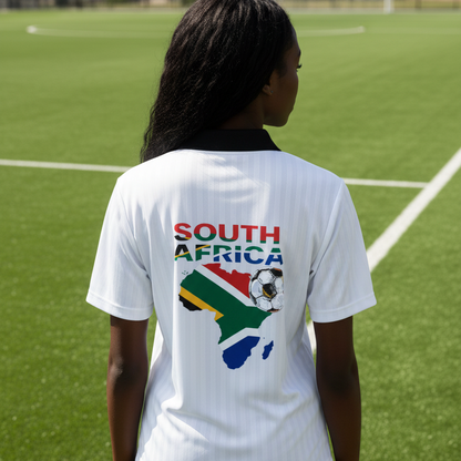 South African Flag Themed Graphic Collar Striped Soccer Jersey