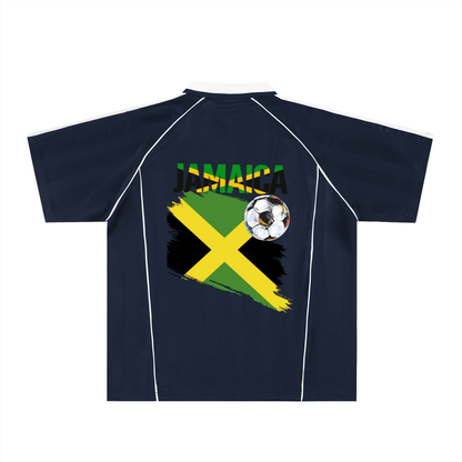 Jamaican Pride &  Flag Themed Shadow Stripe Collared Unisex Soccer Jersey