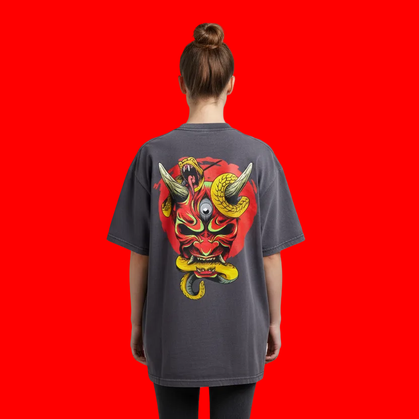 Samurai Menpo Unisex Graphic Tee, Bamboo Slub Snow Washed T-Shirt