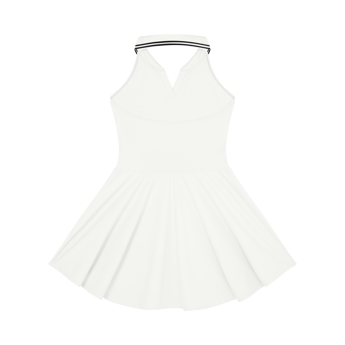 Women's A-Line Tennis Dress with Collared Halter Neckline Featuring a Cuban Flag Motif