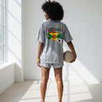 Grenada Flag Themed Graphic Stripe Collared Soccer Jersey
