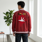 Gothic Hand Graphic Unisex  Contrast Trim Raglan Varsity Jacket