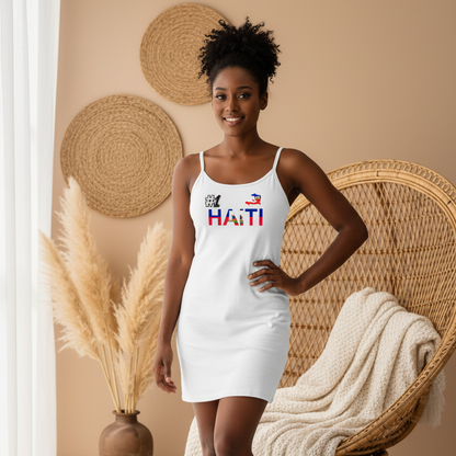 Haiti Flag Themed Women's Solid Tight Sleeveless Dress