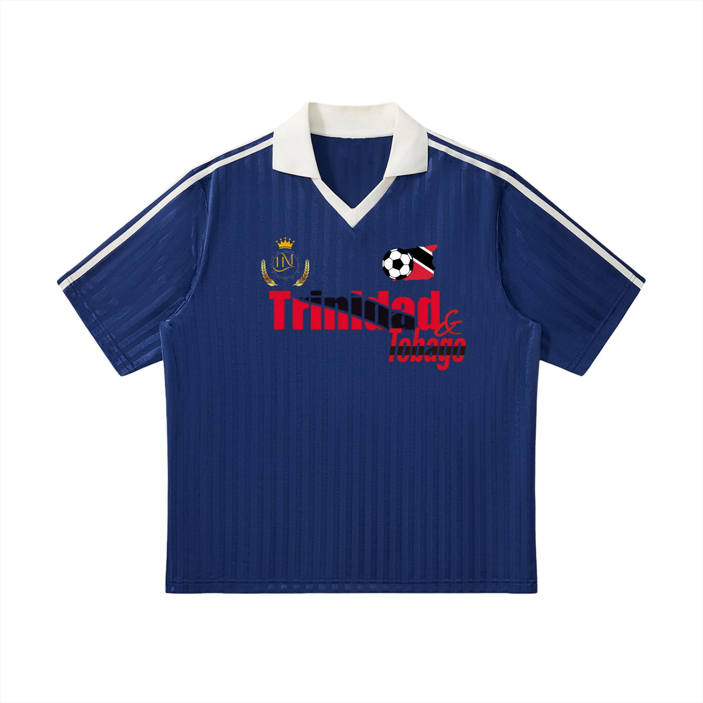 Trinidad Flag Themed Contrast Collar Striped Soccer Unisex Jersey