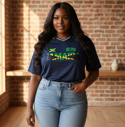 Jamaican Pride Themed Graphic V-Neck Unisex Soccer Jersey