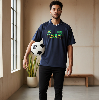 Jamaican Pride Themed Graphic V-Neck Unisex Soccer Jersey