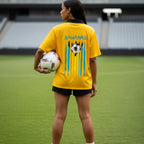 Bahamas Flag Themed Contrast Collar Striped Soccer Jersey ODMPOD