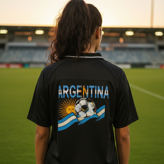 Argentina Flag Themed Graphic V-Neck Soccer Jersey